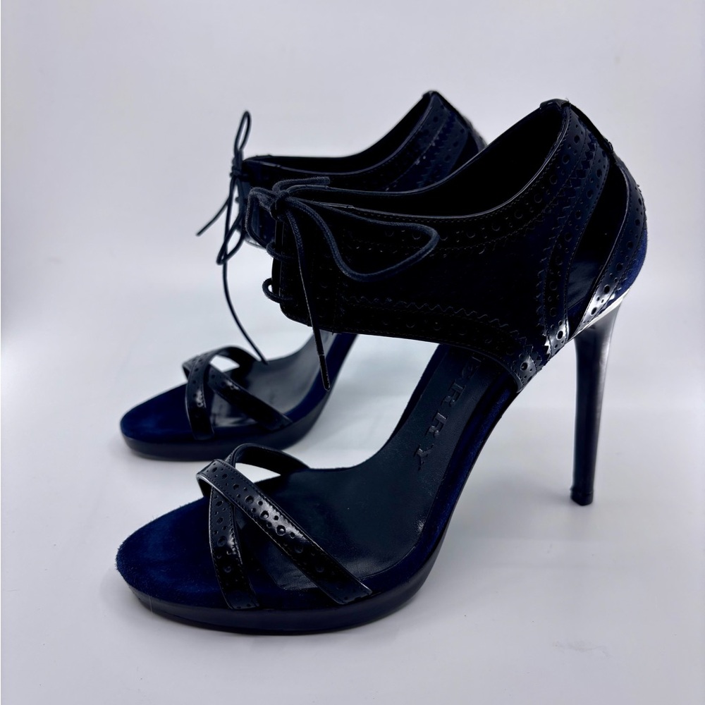Navy Burberry stilettos
